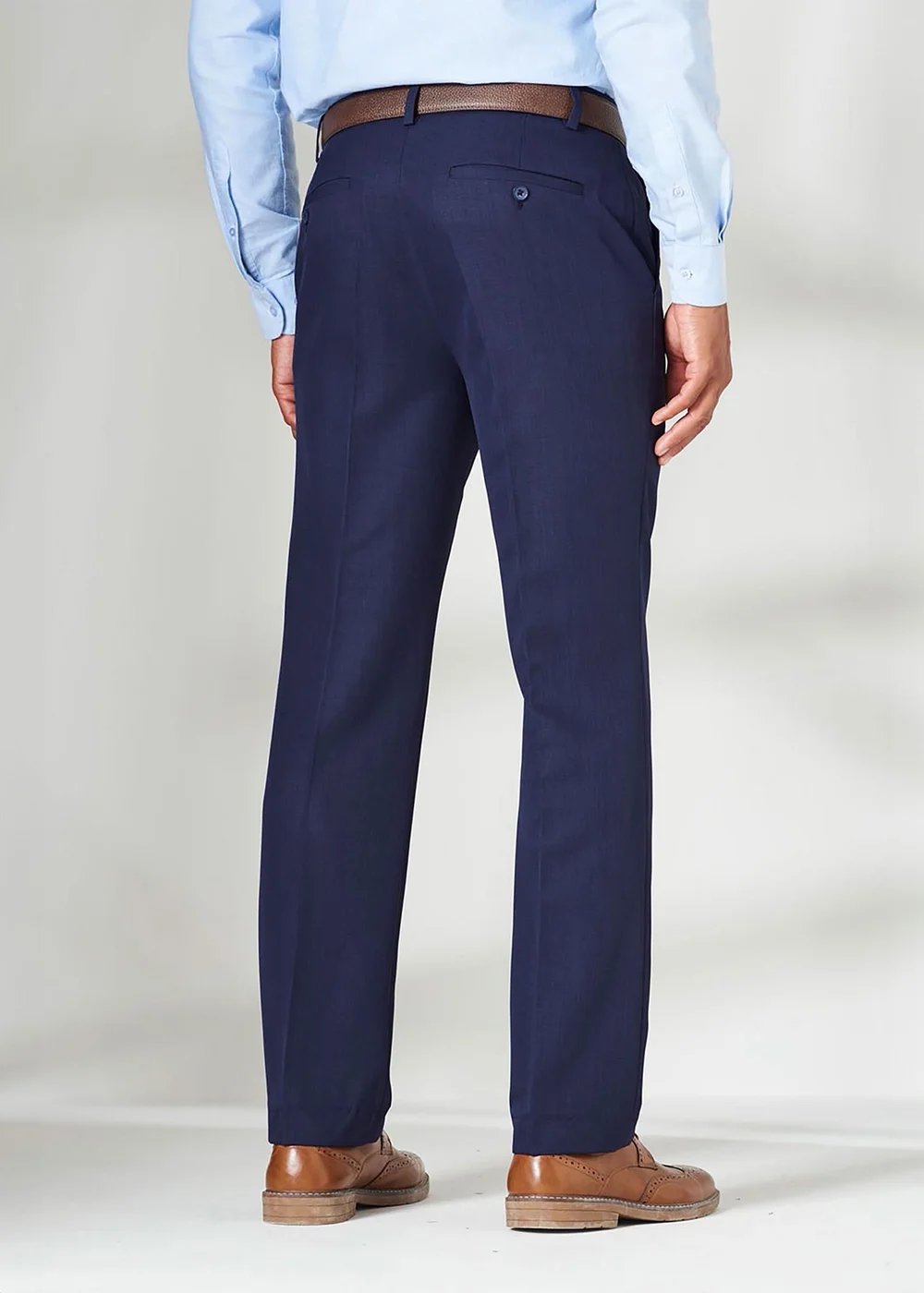 Cotton Traders French Navy Pleat Front Supreme Easy-Care Trousers - 48/L27 Image 2