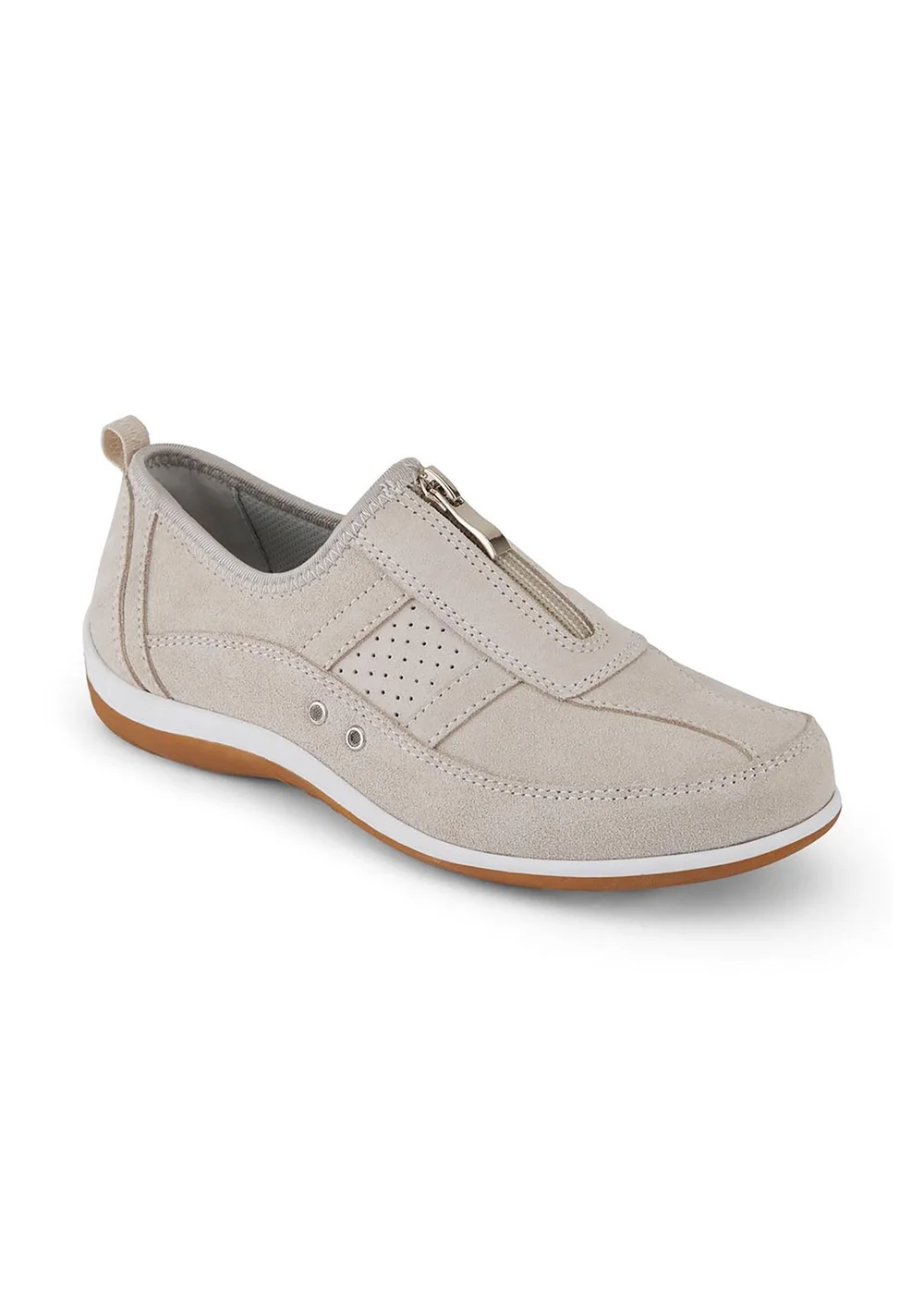 Cotton Traders Linen Suede Front Zip Leisure Flex Trainers - 4 Image 1