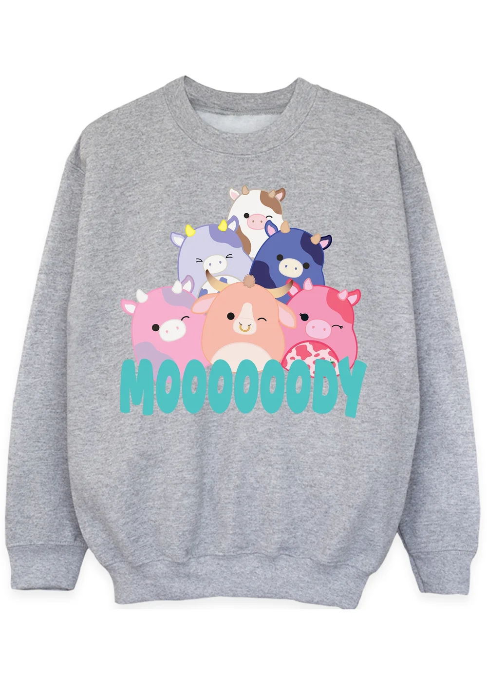 Squishmallows Cows Moody Women Heather Grey Sweatshirt - 5-6 Yrs Image 1