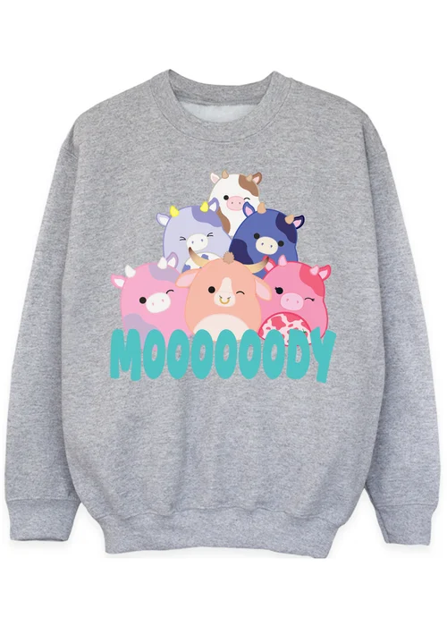 Squishmallows Cows Moody Women Heather Grey Sweatshirt - 5-6 Yrs Image 1