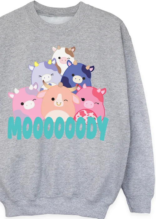 Squishmallows Cows Moody Women Heather Grey Sweatshirt - 5-6 Yrs Image 2