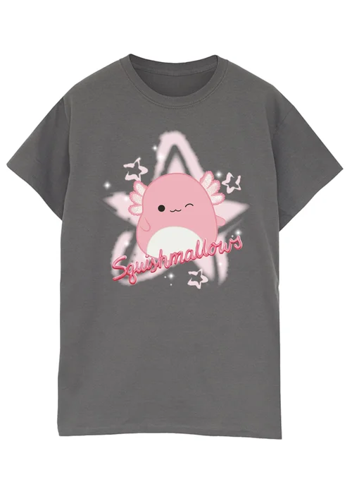 Squishmallows Archie Star Women Charcoal Boyfriend Fit T-Shirt - Small Image 1