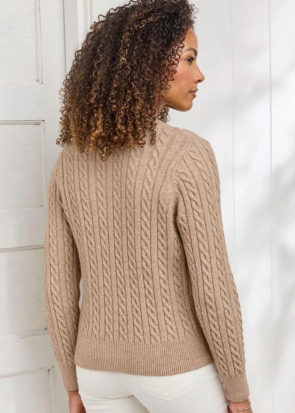 Cotton Traders Latte Cutest Cable Cardigan - 8 Image 2