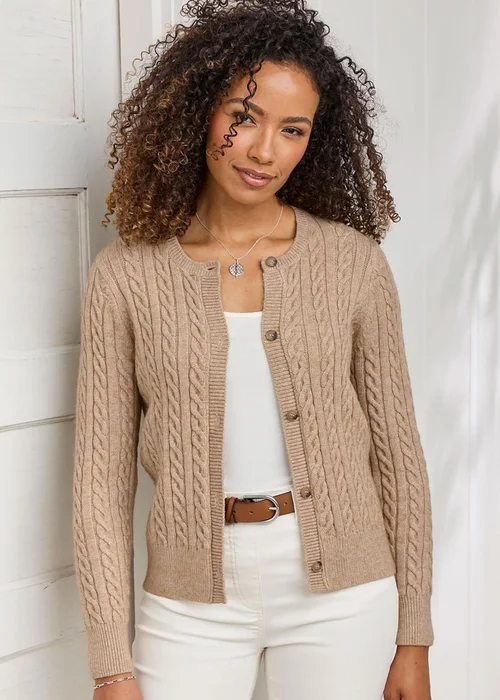 Cotton Traders Latte Cutest Cable Cardigan - 8 Image 1