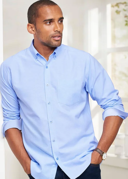 Cotton Traders Light Blue Long Sleeve Oxford Shirt - M Image 1