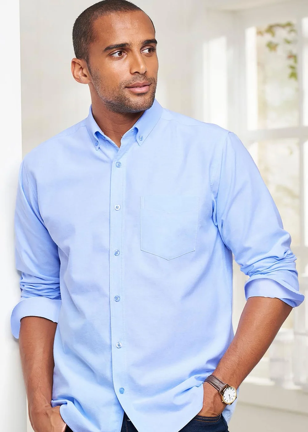 Cotton Traders Light Blue Long Sleeve Oxford Shirt - M Image 4