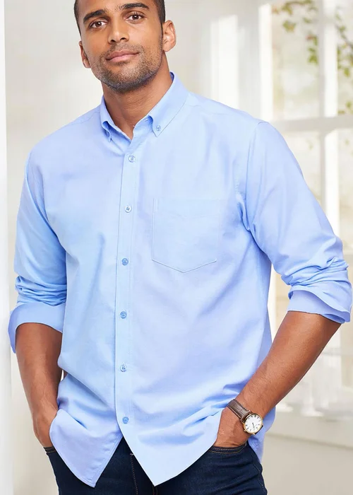 Cotton Traders Light Blue Long Sleeve Oxford Shirt - M Image 2