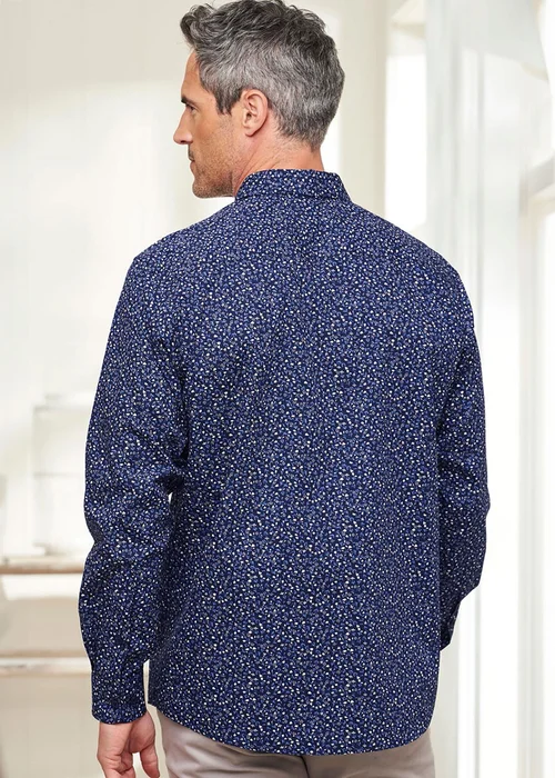 Cotton Traders Dark Blue Long Sleeve Supreme Easy-Care Print Shirt - M Image 2