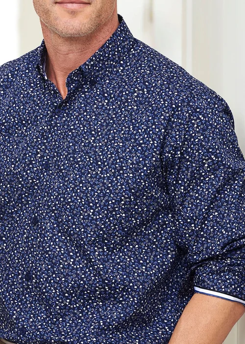 Cotton Traders Dark Blue Long Sleeve Supreme Easy-Care Print Shirt - M Image 3