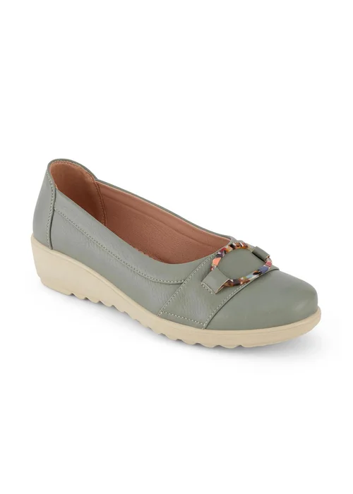 Cotton Traders Light Sage Soft Step Buckle Shoes - 3 Image 1
