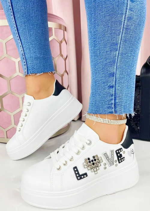 Love Lemonade Black Sparkly Lovestruck Trainers - 3 Image 2