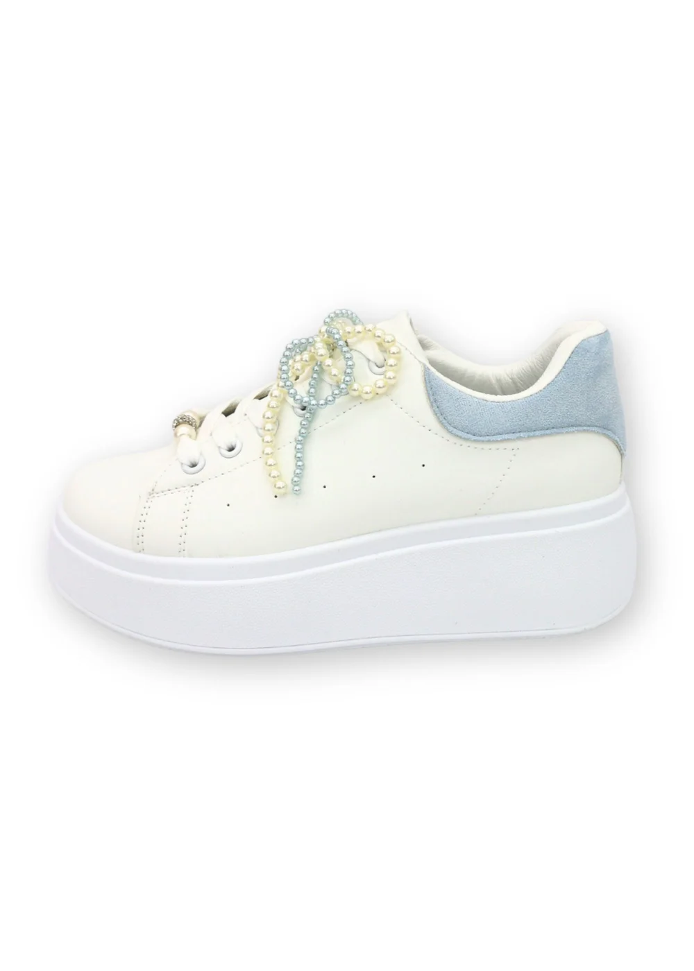 Love Lemonade Blue Sparkly Pearl Bow Chunky Trainers - 3 Image 4