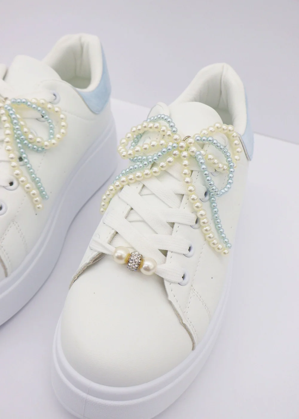 Love Lemonade Blue Sparkly Pearl Bow Chunky Trainers - 3 Image 3