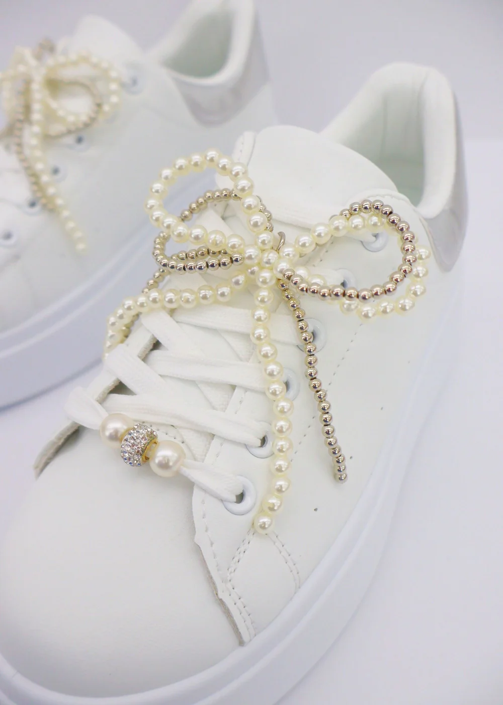 Love Lemonade Silver Sparkly Pearl Bow Chunky Trainers - 3 Image 3