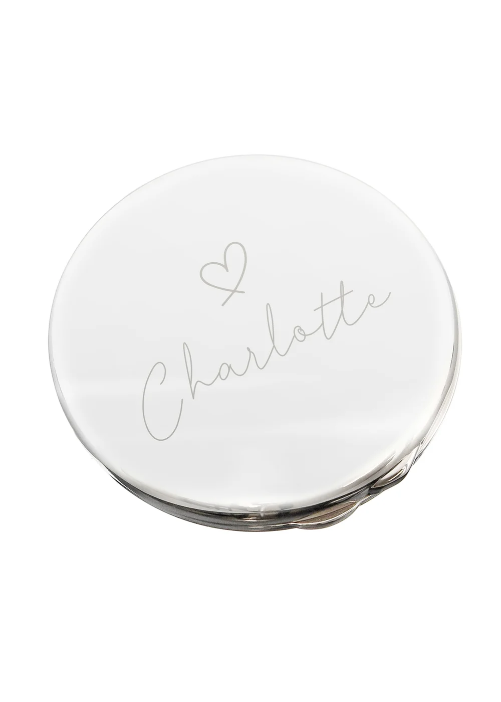 Personalised Memento Company Silver Heart Motif Round Compact Mirror - One Size Image 3