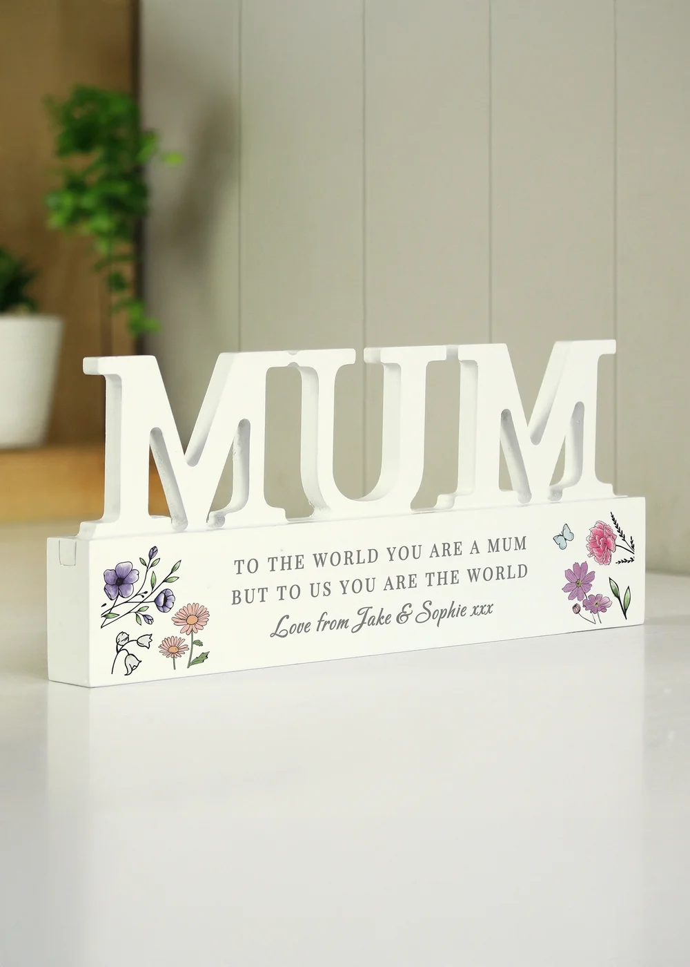 Personalised Memento Company Wildflower Mum White Wooden Ornament - One Size Image 1