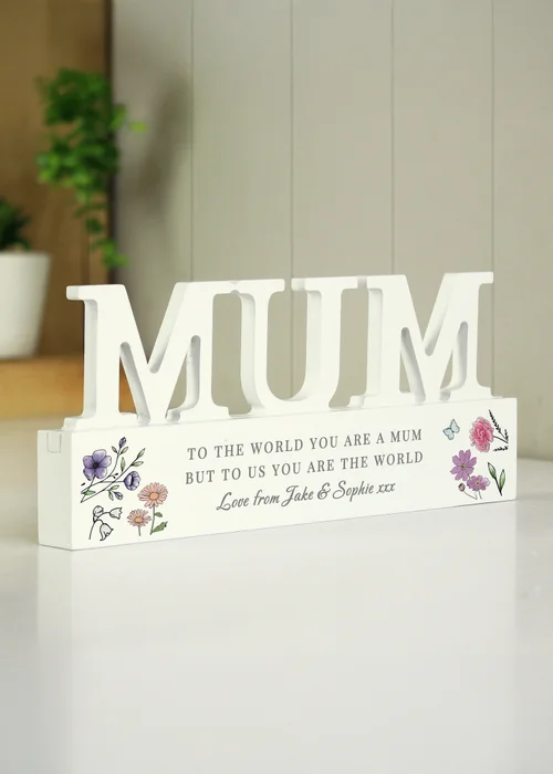 Personalised Memento Company Wildflower Mum White Wooden Ornament - One Size Image 1