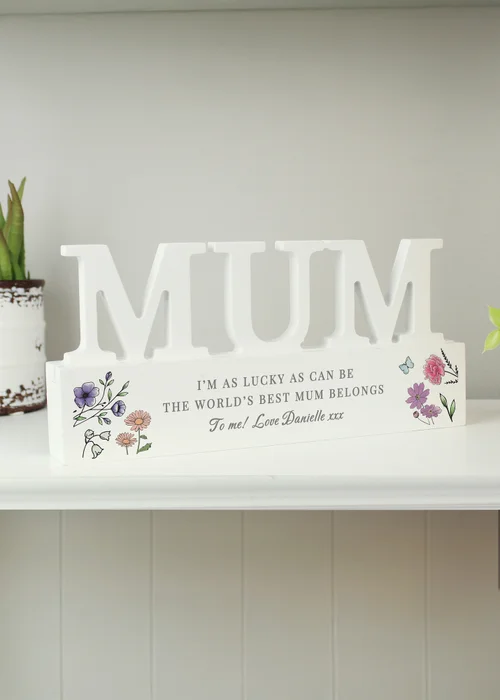 Personalised Memento Company Wildflower Mum White Wooden Ornament - One Size Image 2