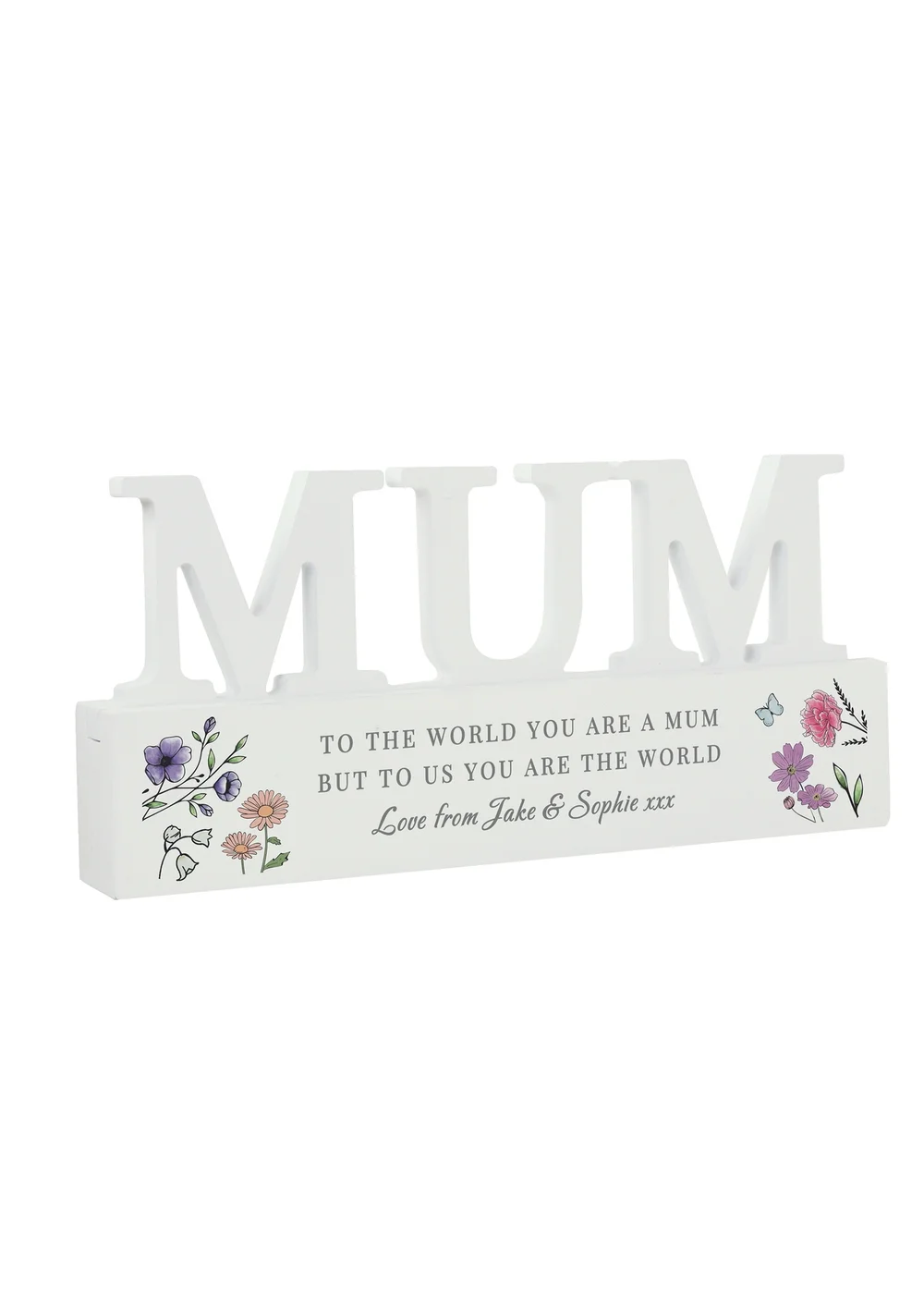 Personalised Memento Company Wildflower Mum White Wooden Ornament - One Size Image 3