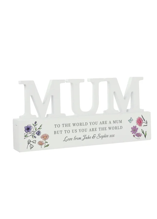 Personalised Memento Company Wildflower Mum White Wooden Ornament - One Size Image 3