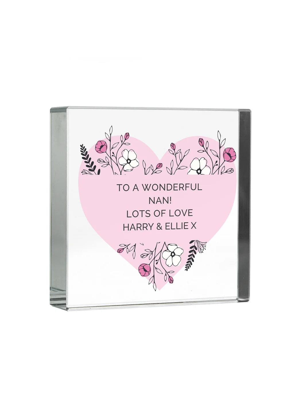 Personalised Memento Company Pink Floral Clear Glass Ornament - One Size Image 1