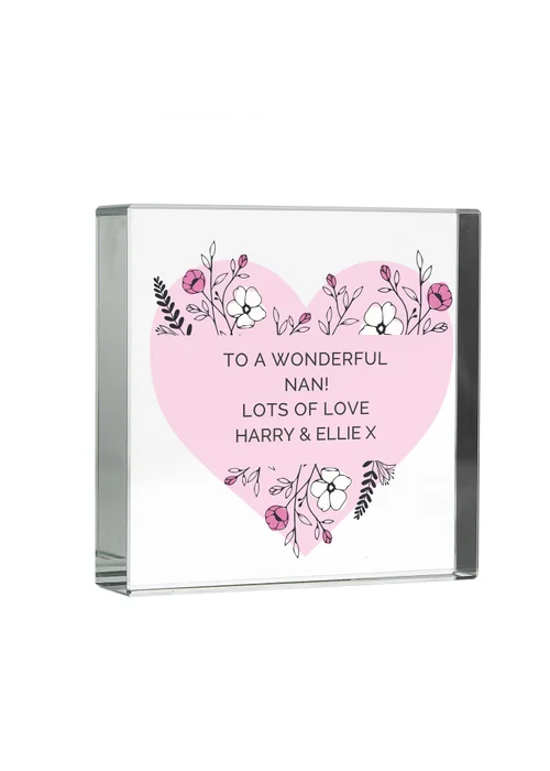 Personalised Memento Company Pink Floral Clear Glass Ornament - One Size Image 1