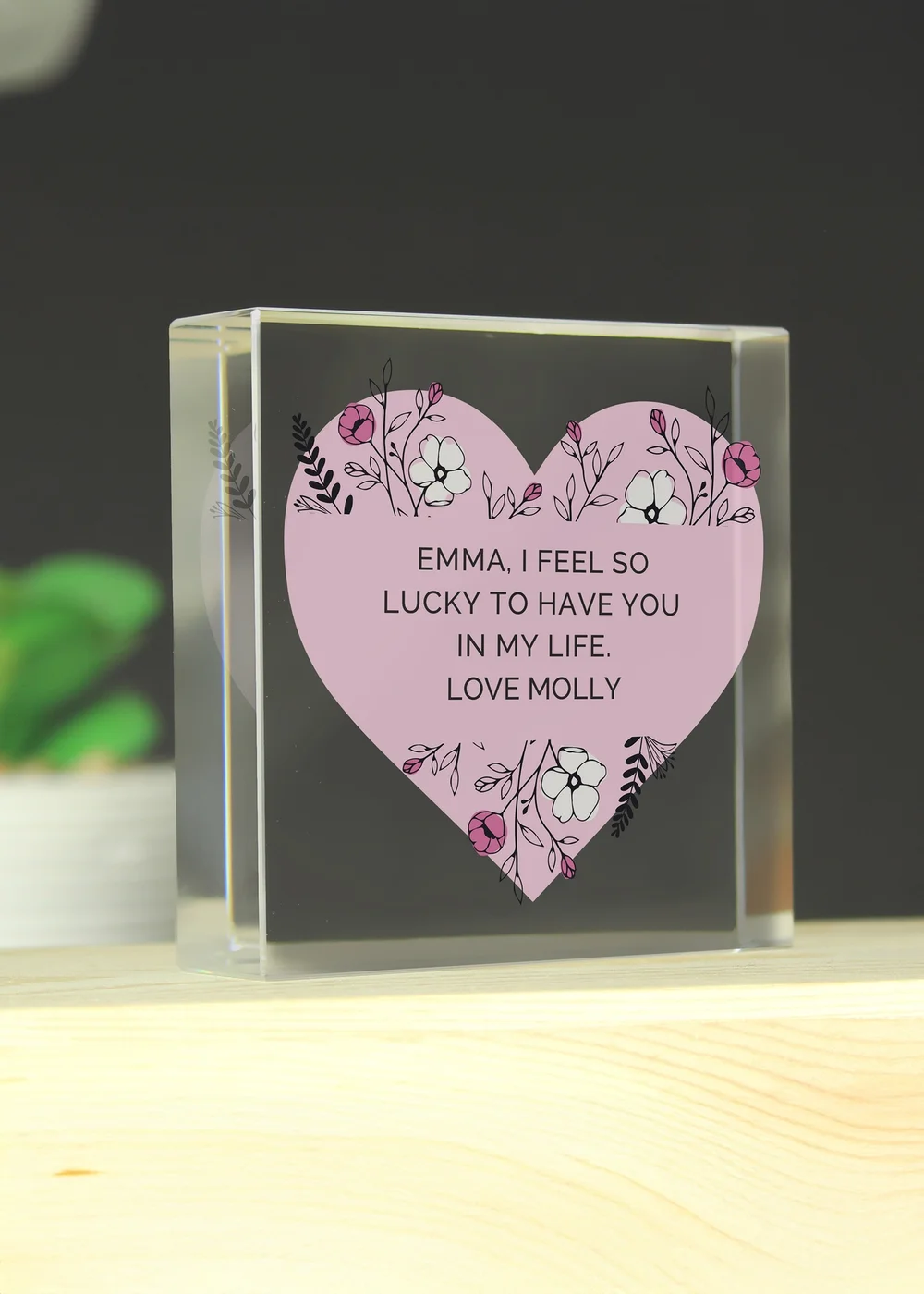 Personalised Memento Company Pink Floral Clear Glass Ornament - One Size Image 2