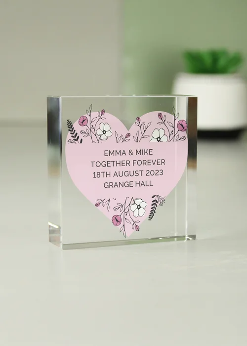 Personalised Memento Company Pink Floral Clear Glass Ornament - One Size Image 3