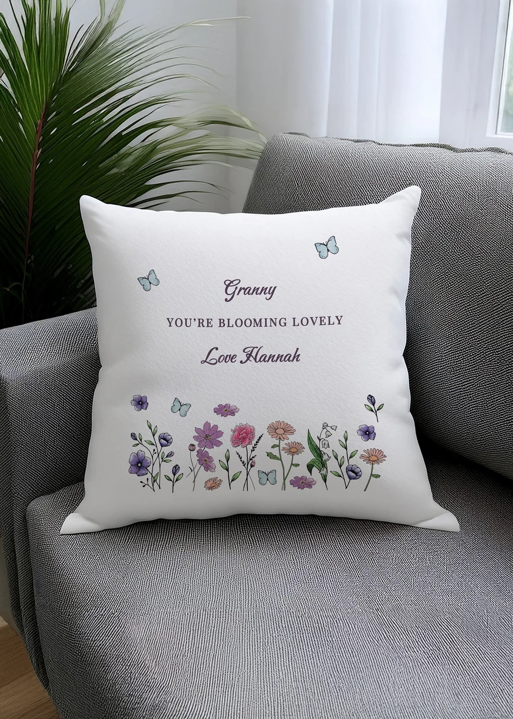 Personalised Memento Company Wildflower White Cushion & Insert - One Size Image 3