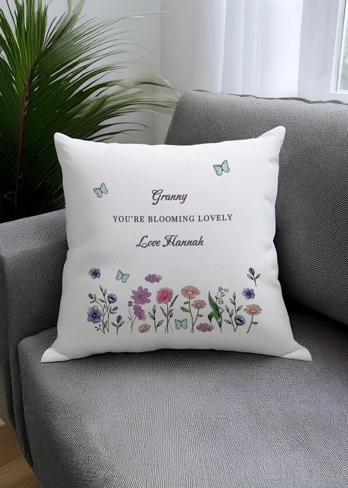 Personalised Memento Company Wildflower White Cushion & Insert - One Size Image 3