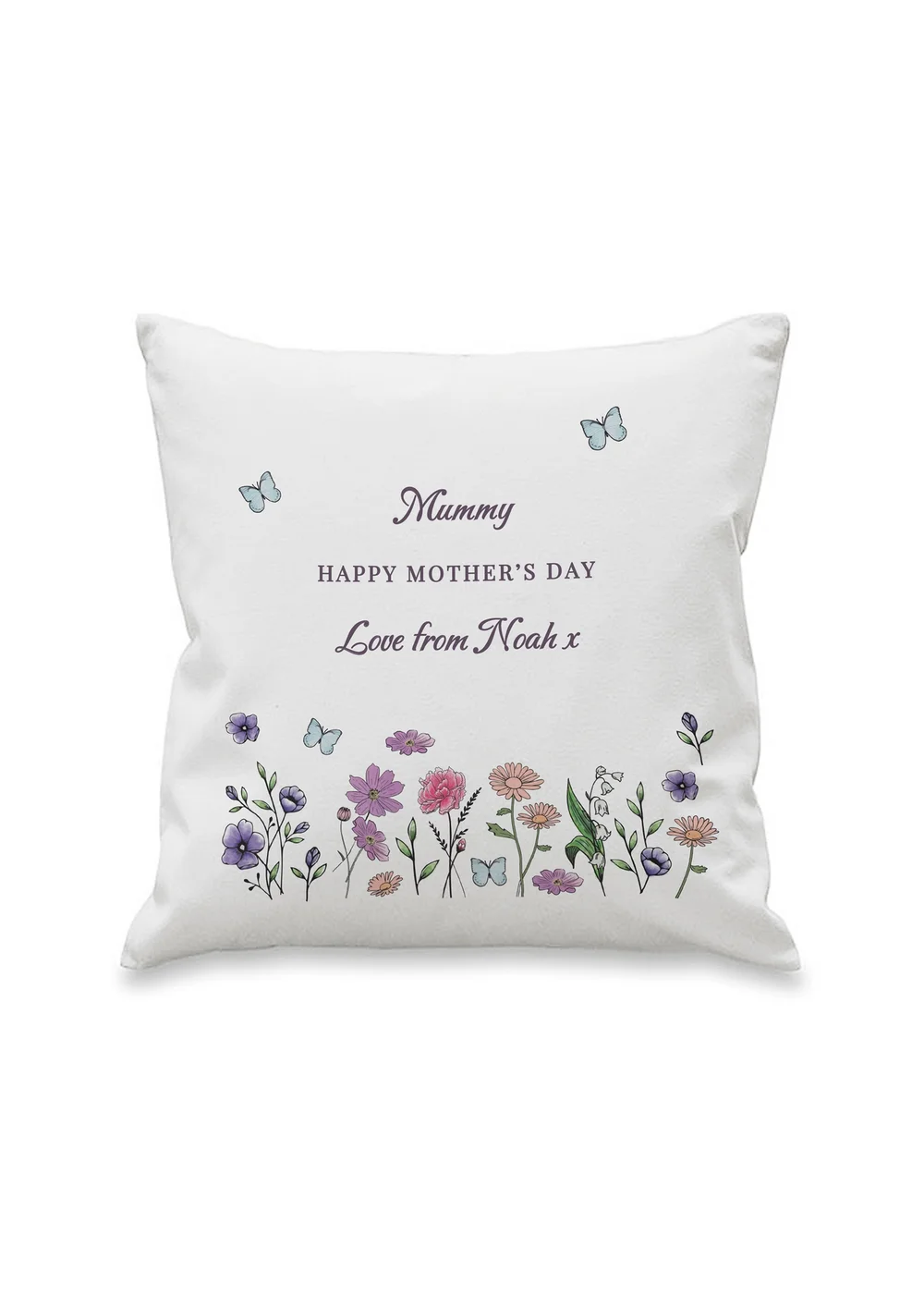 Personalised Memento Company Wildflower White Cushion & Insert - One Size Image 1