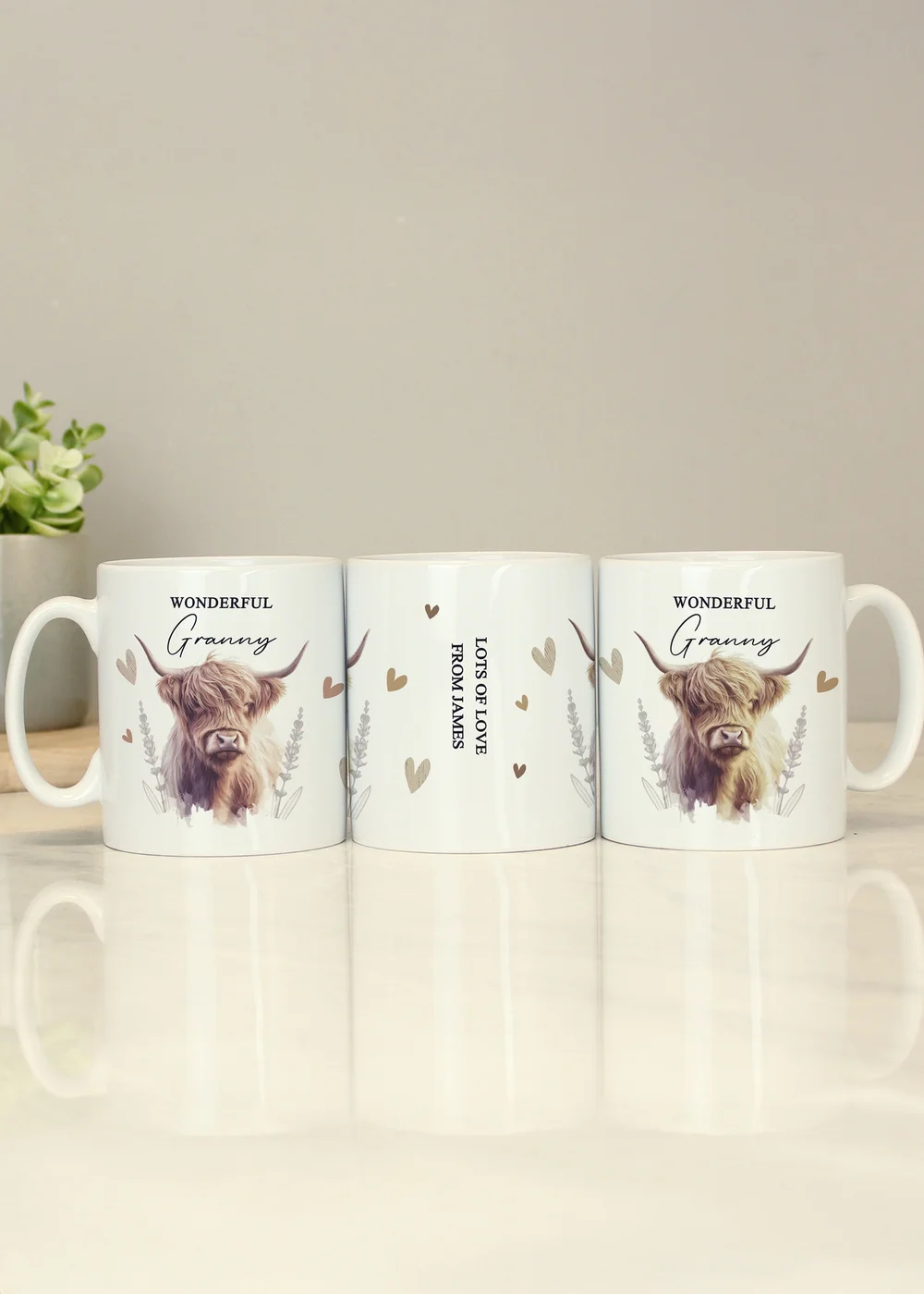 Personalised Memento Company Highland Cow White Ceramic Mug - One Size Image 3