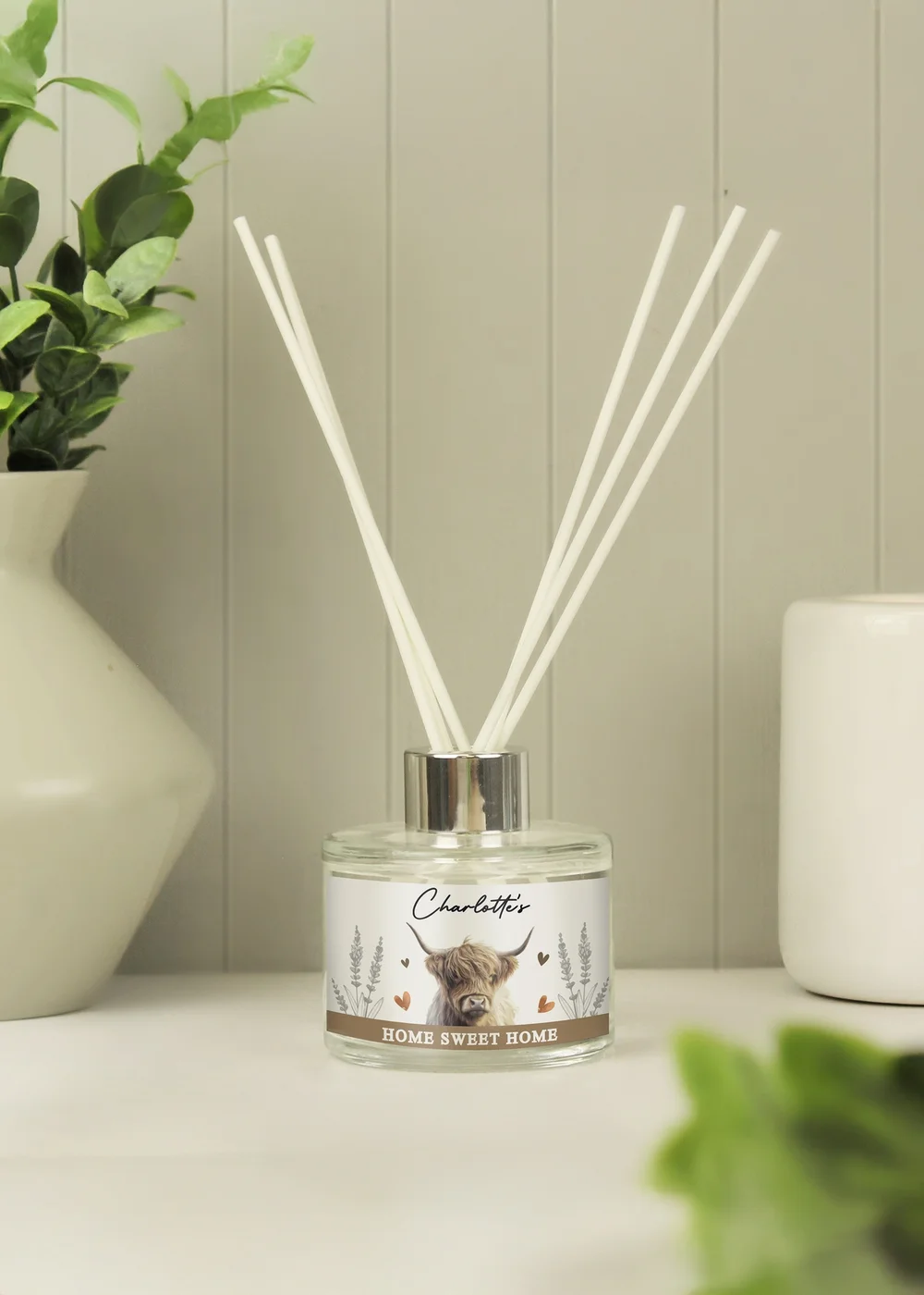 Personalised Memento Company Highland Cow Clear Reed Diffuser - One Size Image 1