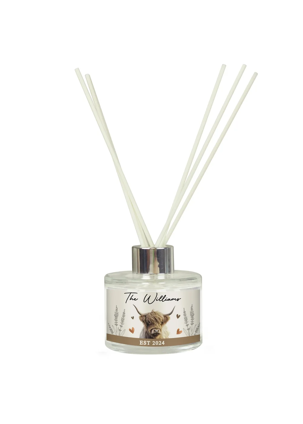 Personalised Memento Company Highland Cow Clear Reed Diffuser - One Size Image 3