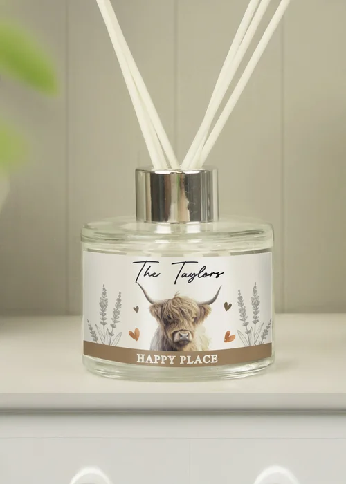 Personalised Memento Company Highland Cow Clear Reed Diffuser - One Size Image 2