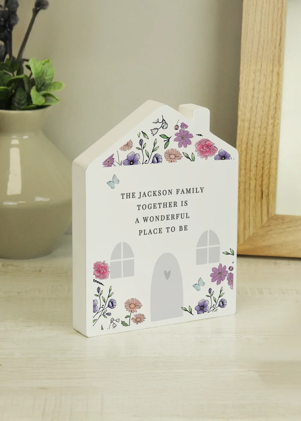 Personalised Memento Company Home Wildflower White Wooden House Ornament - One Size Image 1