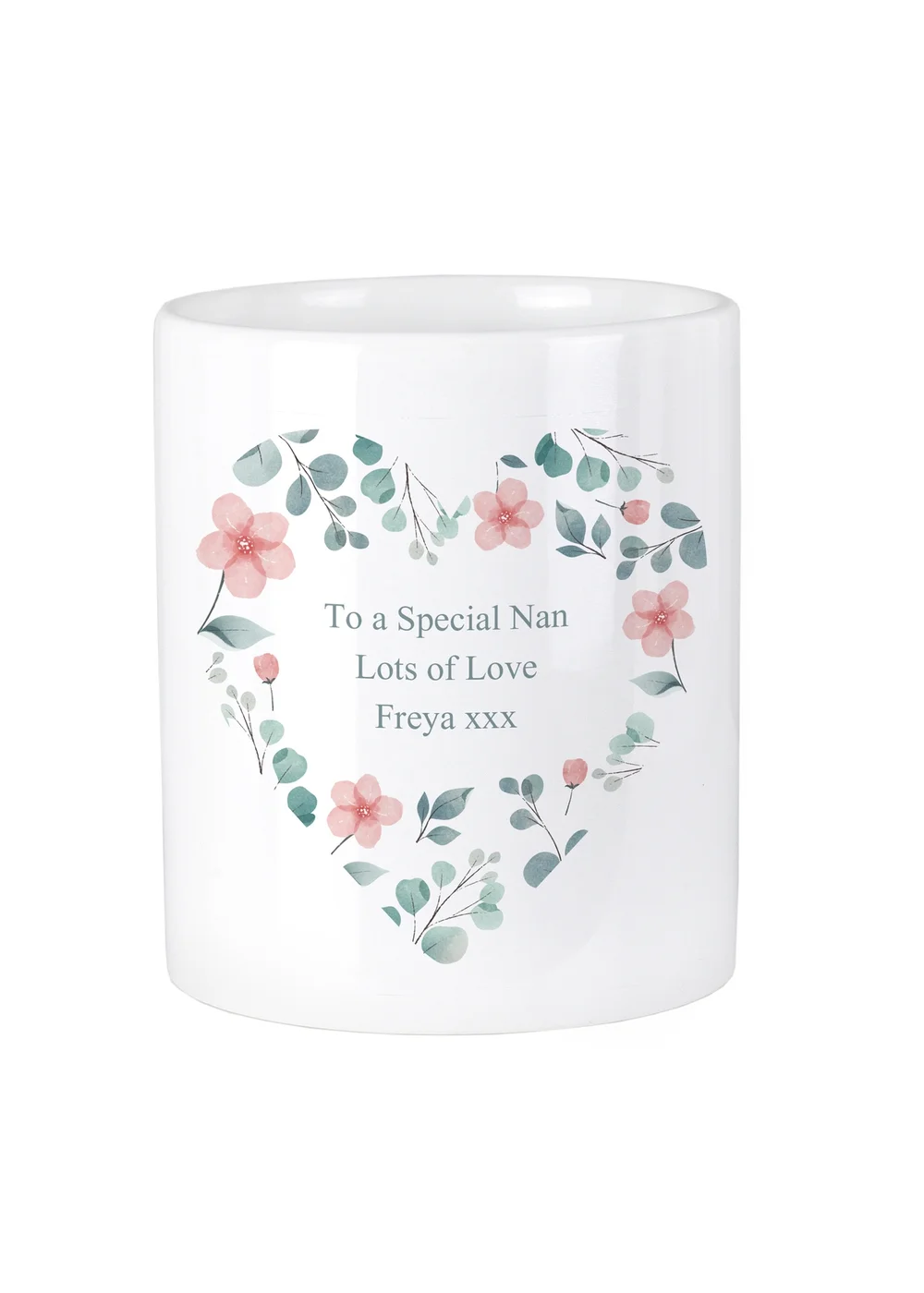 Personalised Memento Company Floral Heart White Ceramic Storage Pot - One Size Image 1