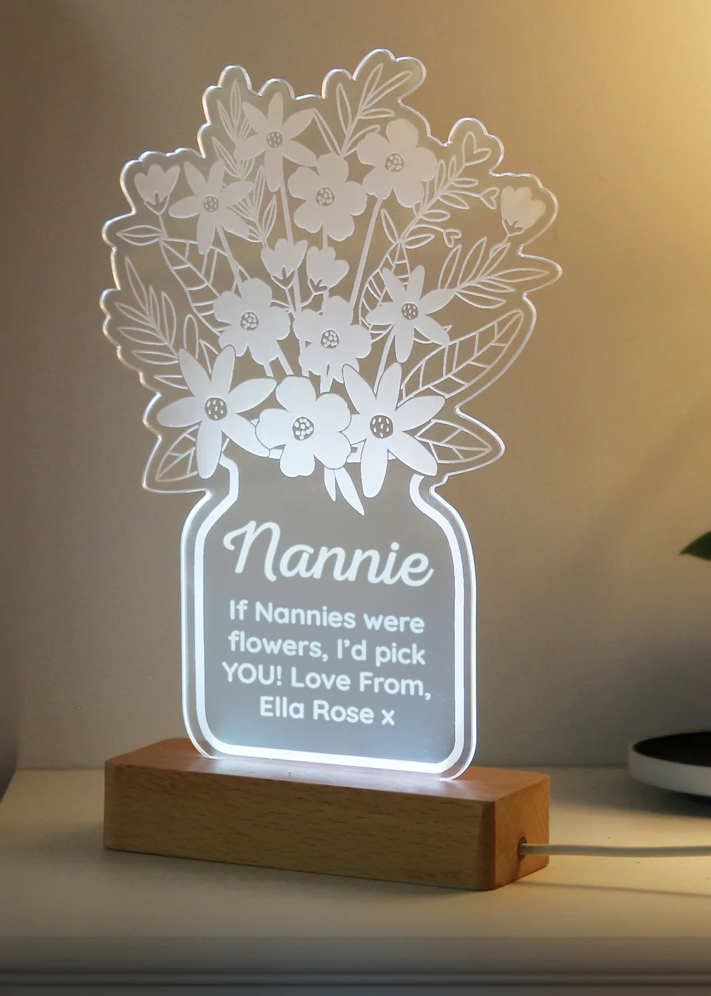 Personalised Memento Company Flower White LED Light Up Sign - One Size Image 4