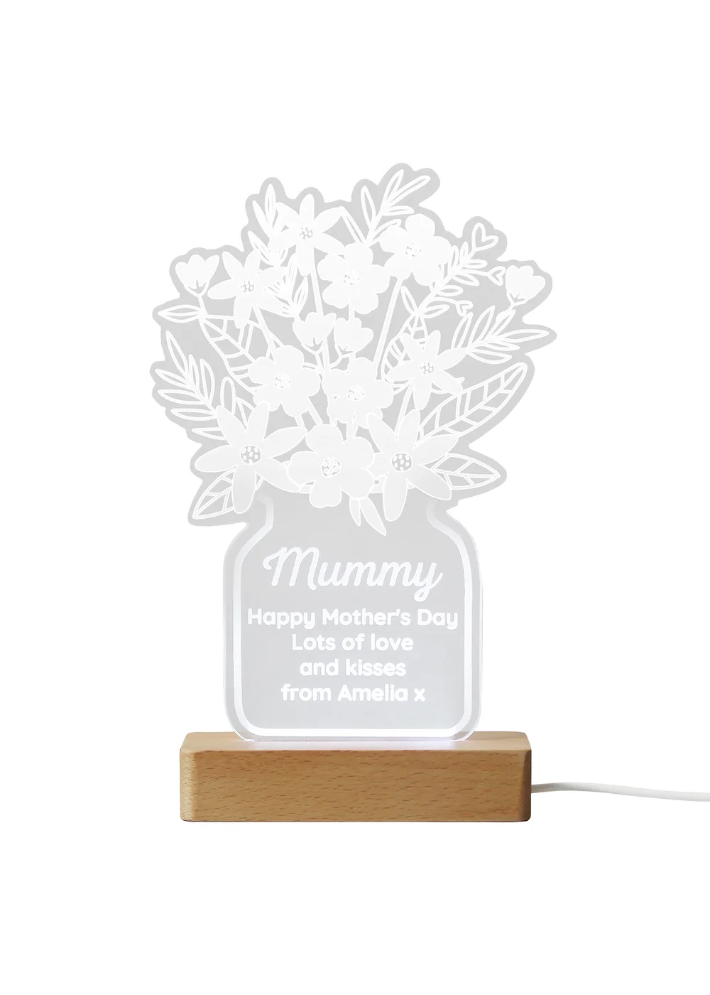 Personalised Memento Company Flower White LED Light Up Sign - One Size Image 1