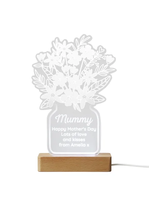 Personalised Memento Company Flower White LED Light Up Sign - One Size Image 1