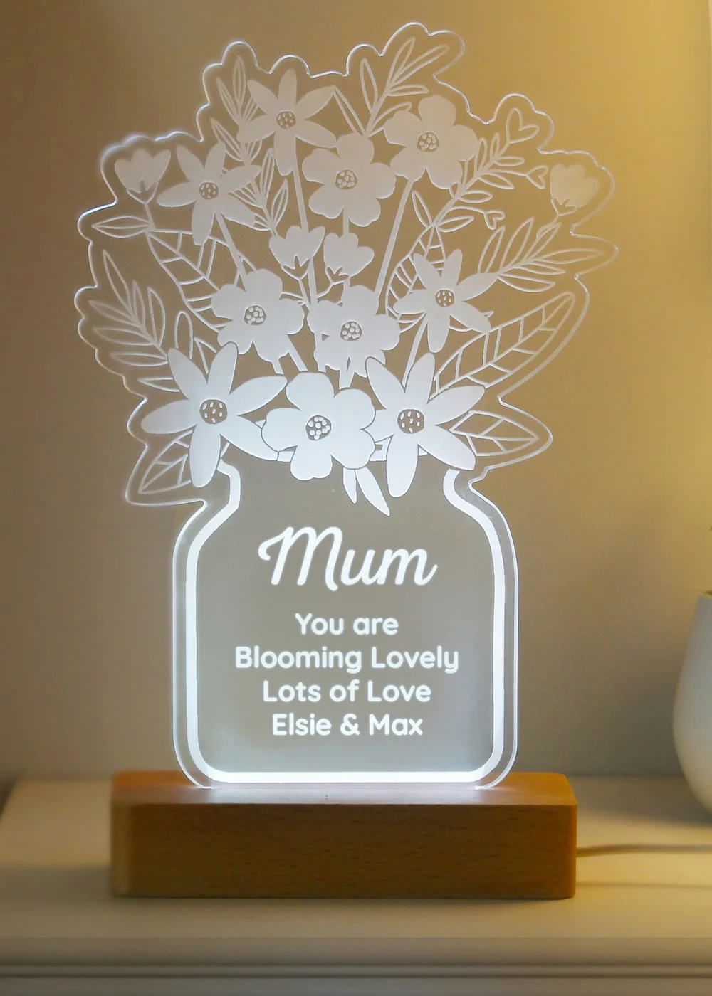 Personalised Memento Company Flower White LED Light Up Sign - One Size Image 5