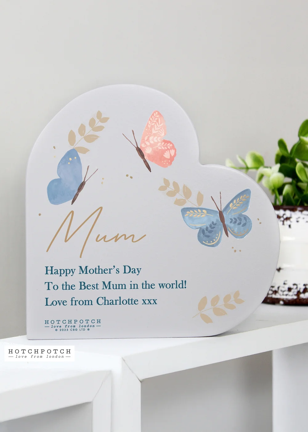 Personalised Memento Company Hotchpotch Butterfly Grey Heart Ornament - One Size Image 2