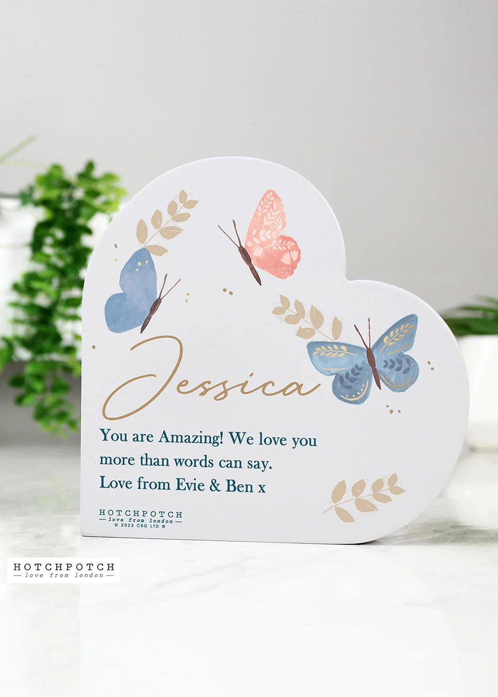 Personalised Memento Company Hotchpotch Butterfly Grey Heart Ornament - One Size Image 1