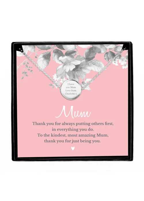 Personalised Memento Company Mum Sentiment Silver Tone Necklace & Box - One Size Image 1