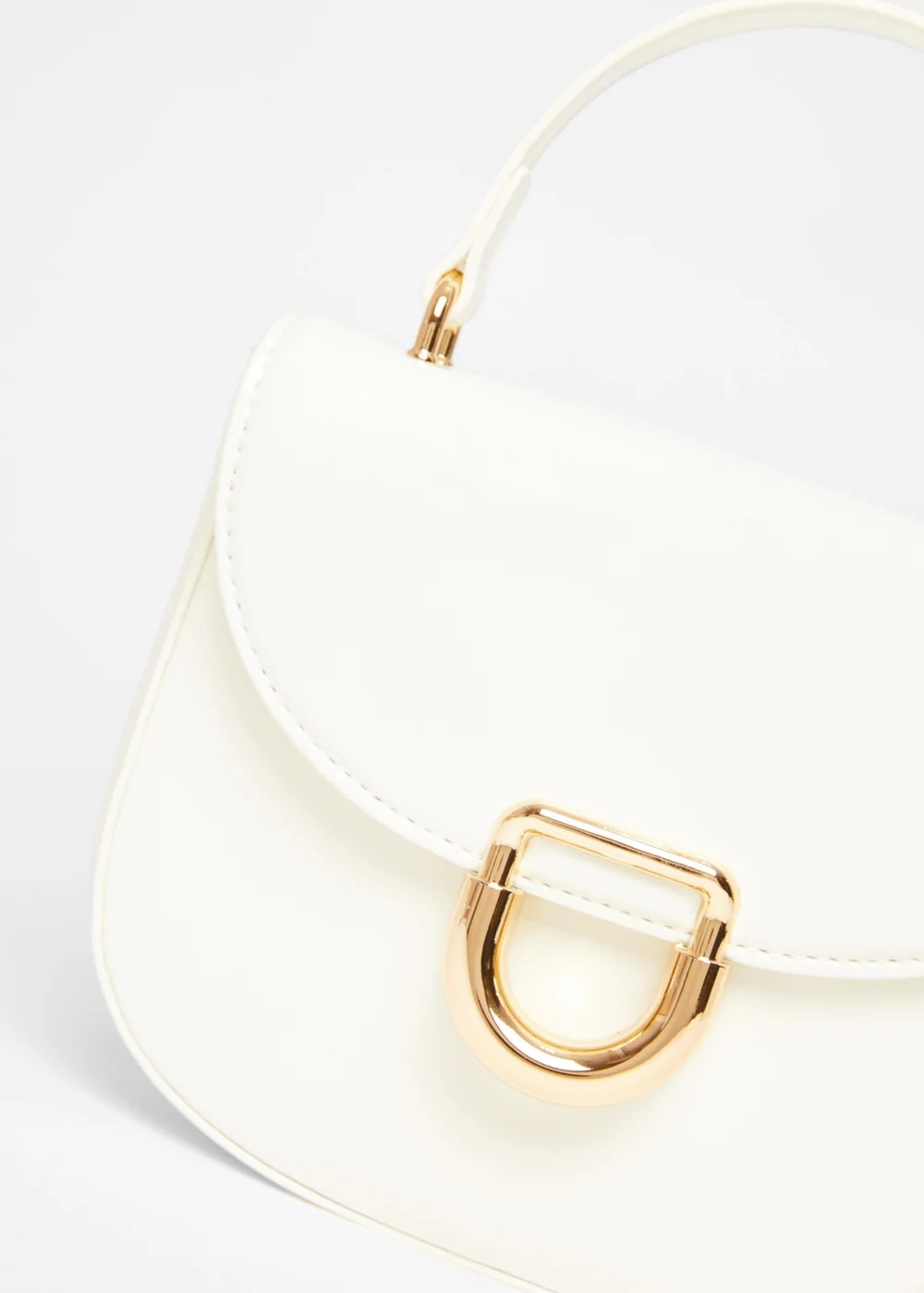 Quiz White Faux Leather Top Handle Bag - One Size Image 5