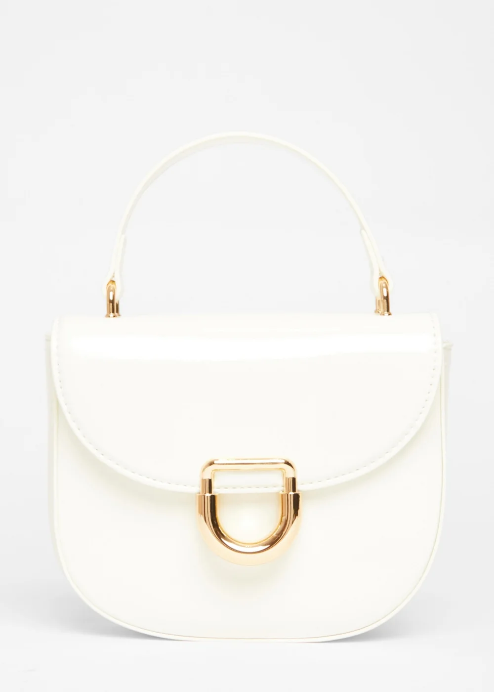 Quiz White Faux Leather Top Handle Bag - One Size Image 3