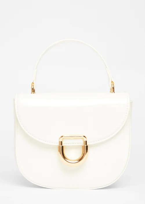 Quiz White Faux Leather Top Handle Bag - One Size Image 3