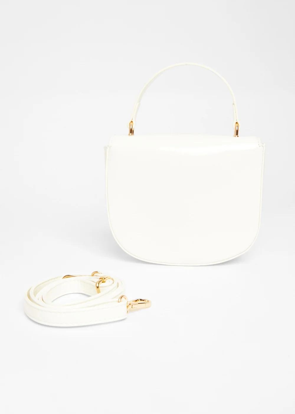 Quiz White Faux Leather Top Handle Bag - One Size Image 4