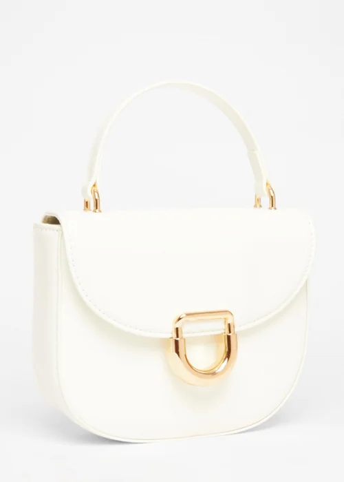 Quiz White Faux Leather Top Handle Bag - One Size Image 1