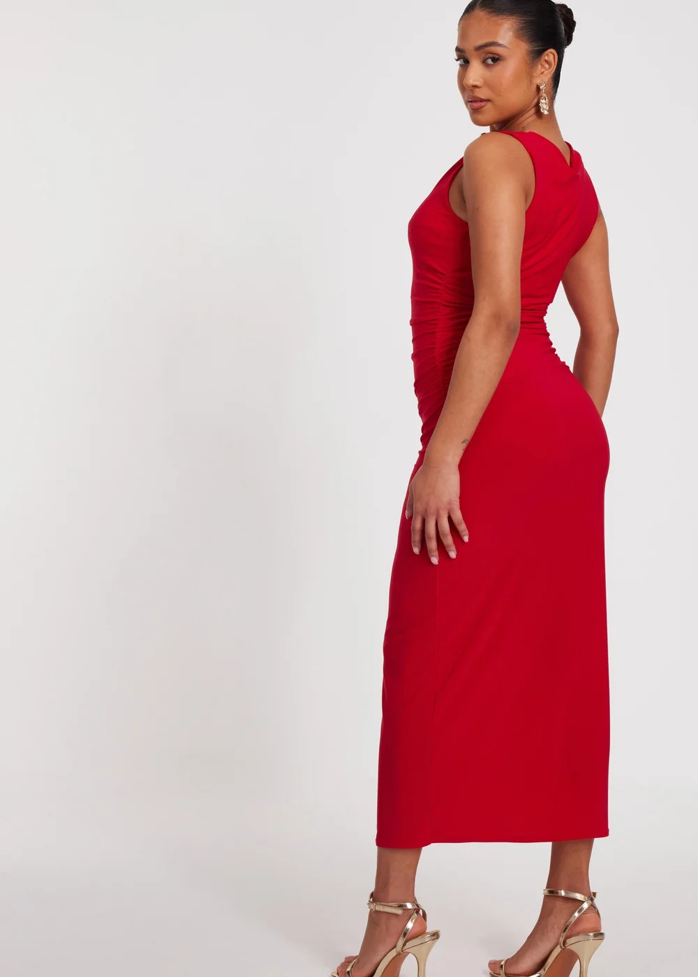 Quiz Red Petite Buckle Detail Midaxi Dress - 6 Image 2